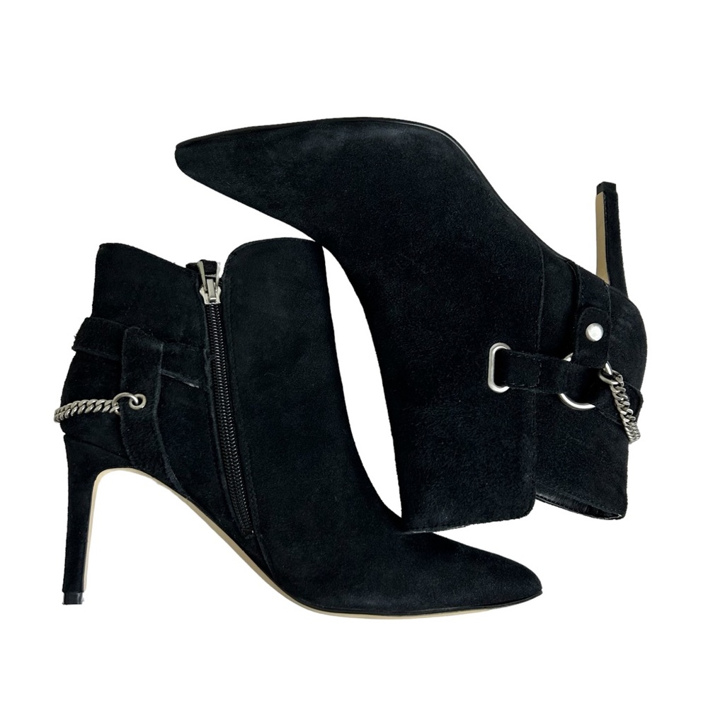 Guess Black Suede Ankle Boots w/ Chain Detail on heel